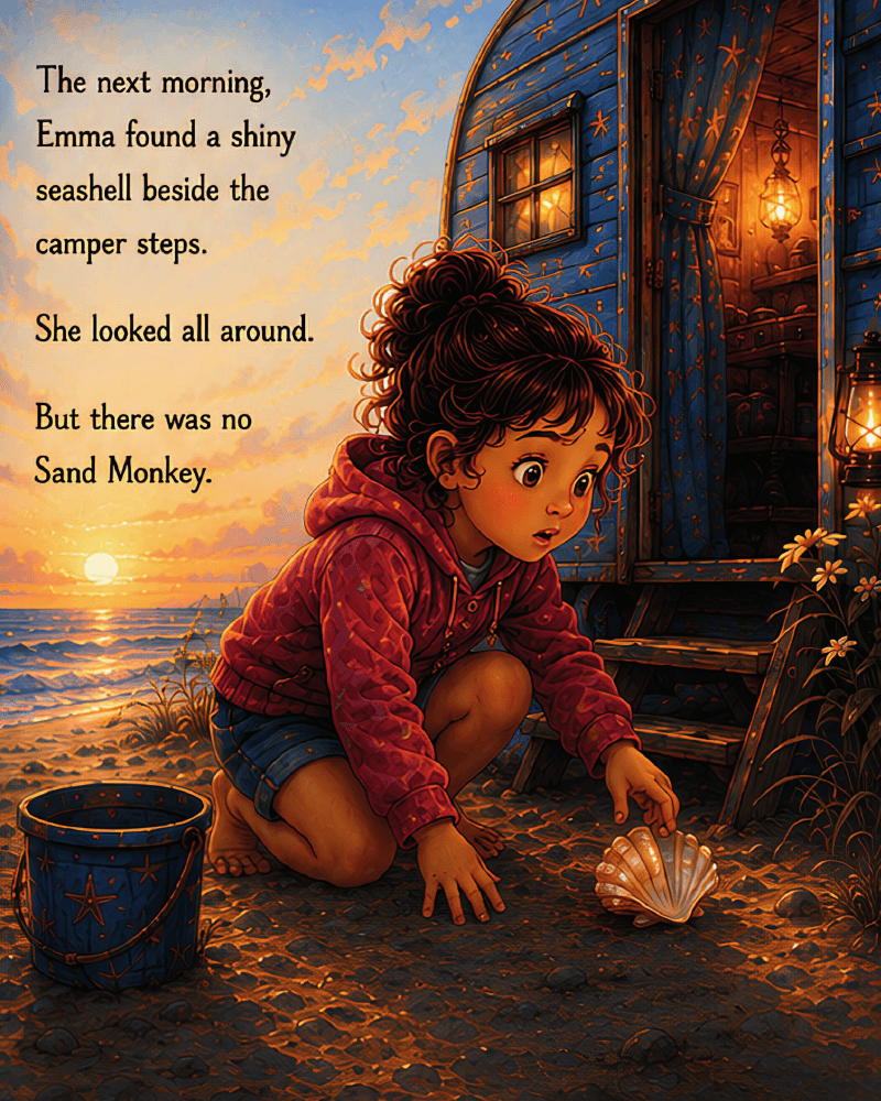 Interior watercolour spread from The Sand Monkey's Secret — page 5 of 6